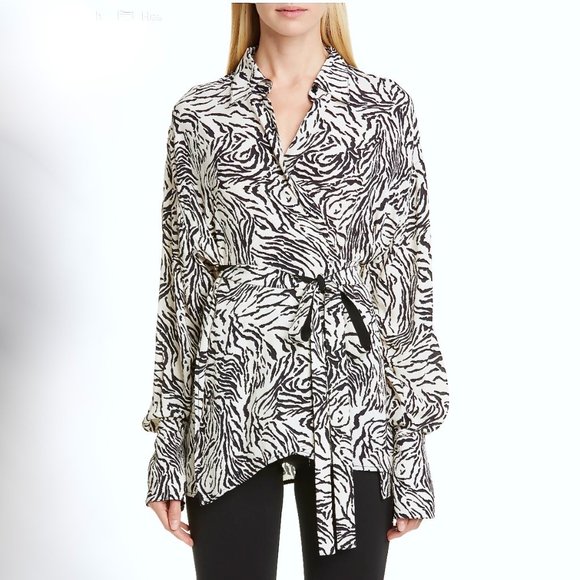 Crepe de chine wrap blouse